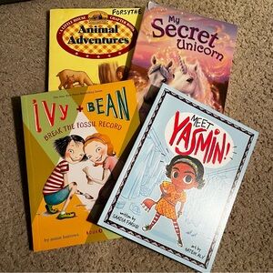 Ivy & Bean, Meet Yasmin!, My Secret Unicorn, and Animal Adventures